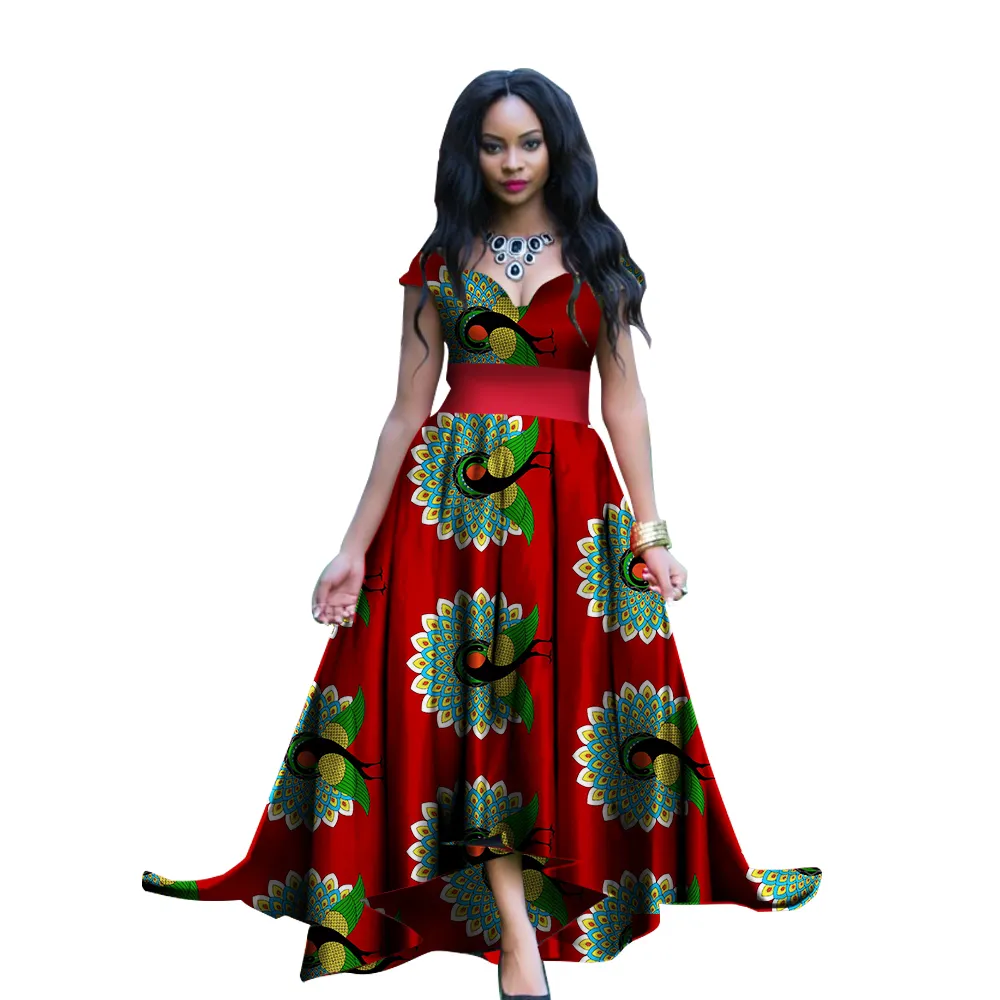 Neue Afrika Kleider für Frauen Dashiki ärmellose Lang Afrika Kleider Bazin Riche Vintage Slim Kleid für Mädchen Wy1184