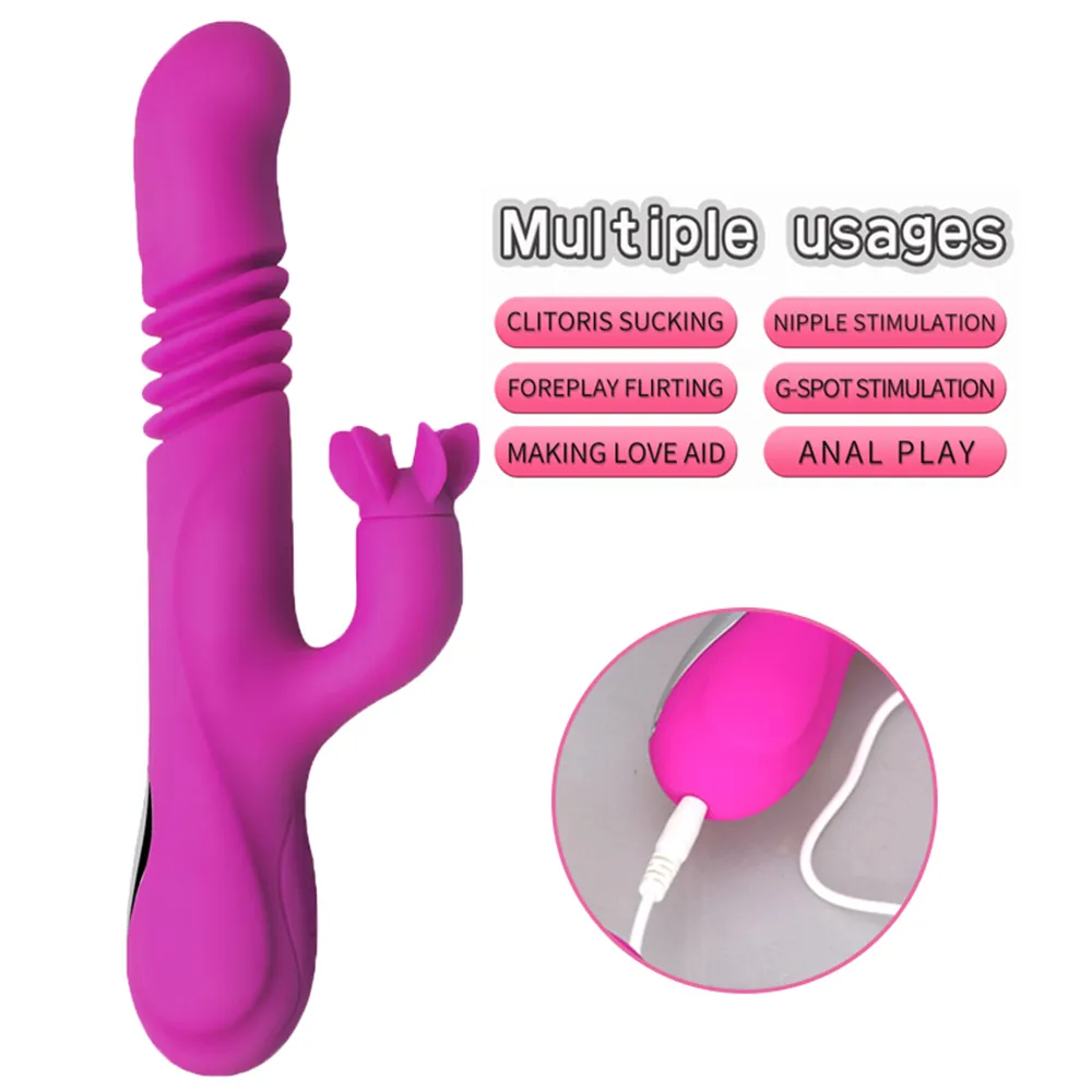 G-spot Vibrator Vagina and Clitoris Stimulator Dildo 10 Rotation Modes 10 Thrusting Frequencies Heating Silicone Waterproof