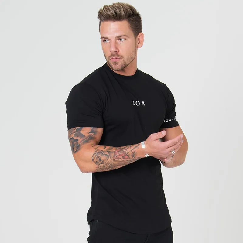 Homens de algodão de algodão camiseta de manga curta fitness slim retchworks preto camiseta masculina marca de ginástica camisetas tops de verão moda casual roupas 220509