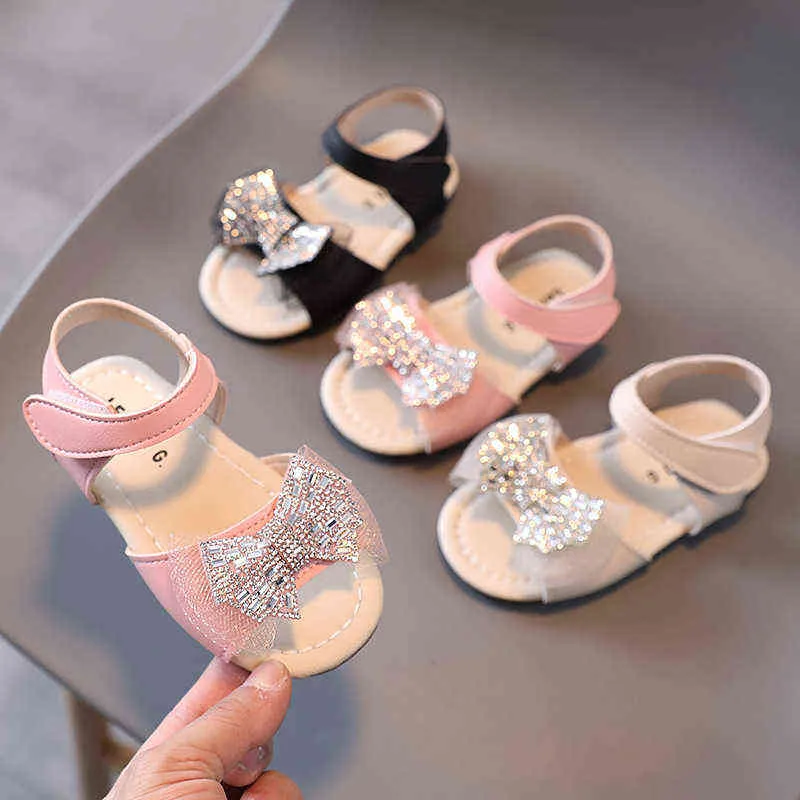 Mode 2022 Summer Girls Sandals Child Beach Shoes Princess Weave Rhineston Elegant Baby Shoes Kids Sandaler 1 2 3 4 5 6 Years G220523