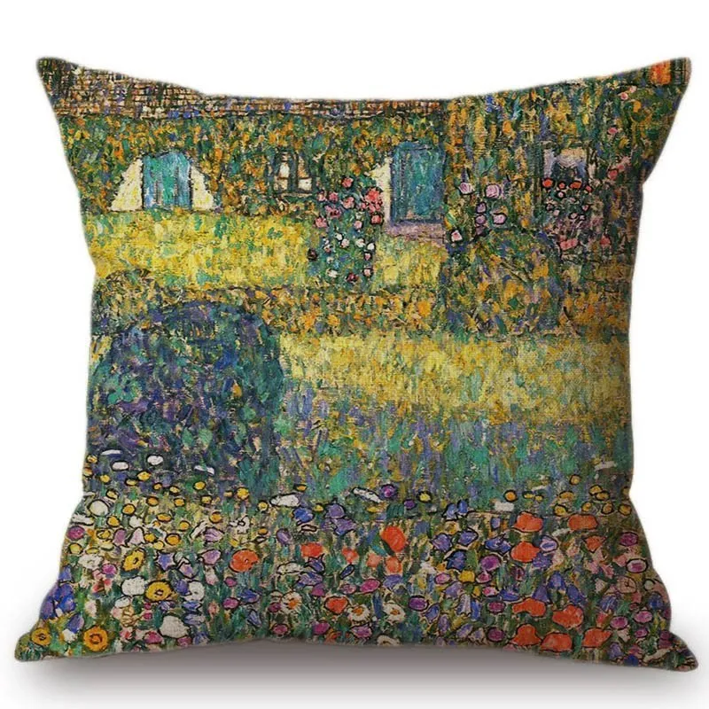 Taie d'oreiller or peinture à l'huile jeter taie d'oreiller Gustav Klimt galerie cas maison décorative lin cas canapé coussin 220623