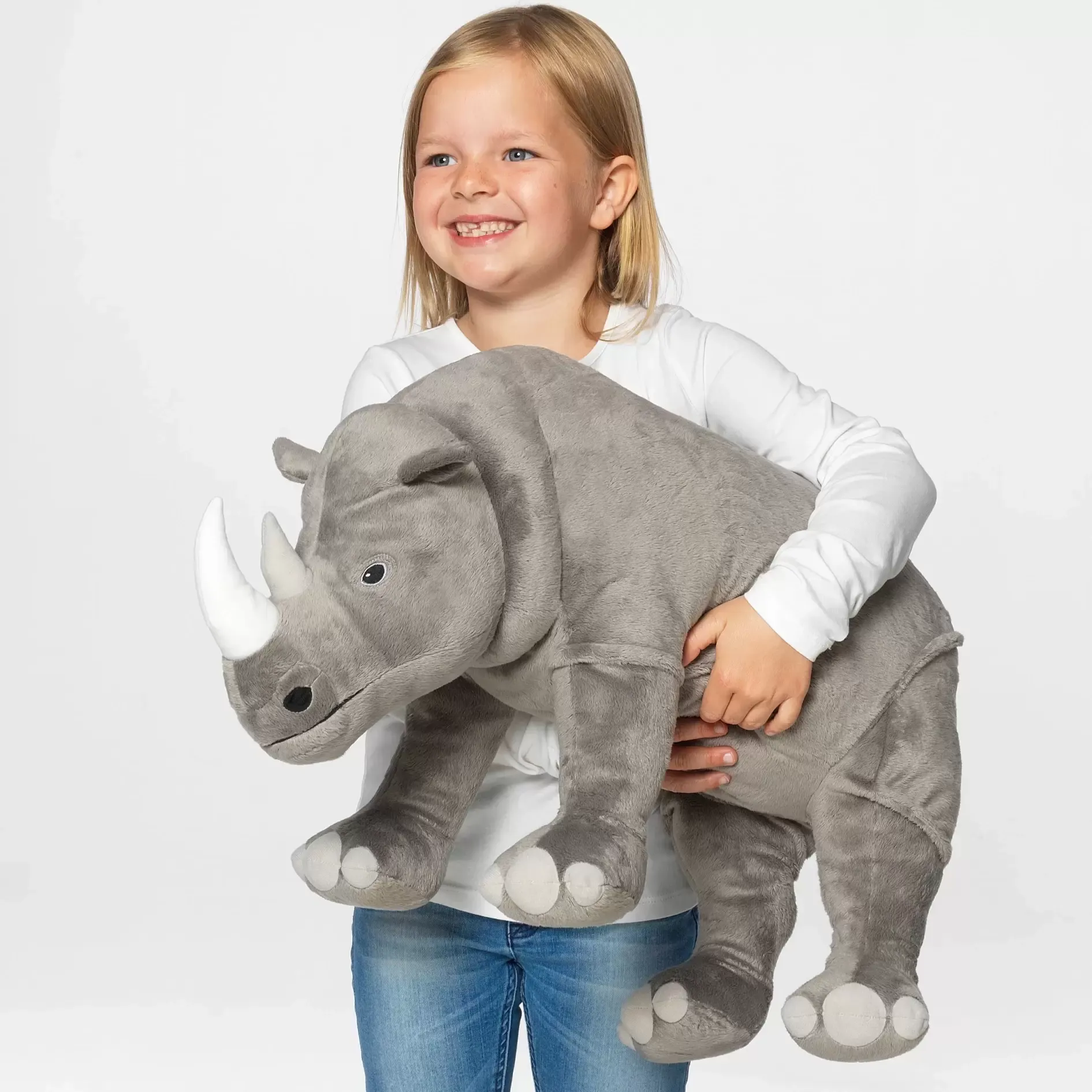 Sevimli Hayvan Rhino Peluş Oyuncak Büyük Yumuşak Simülasyon Rhinoceros Bebek Çocuk Kızları Doğum Günü Hediyesi 31 inç 80cm