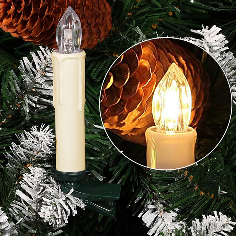 LED-Weihnachtsbaumkerze aus Kunststoff, flammenlos, Flackern, Timer, Fernbedienung, batteriebetrieben, gefälschte Kerzen für ein Jahr, Heimdekoration 220510