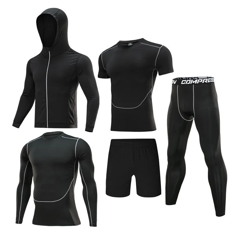 set Мужчина с спортивным тренажерным тренажером Compression Compression Sport Cust Одежда.