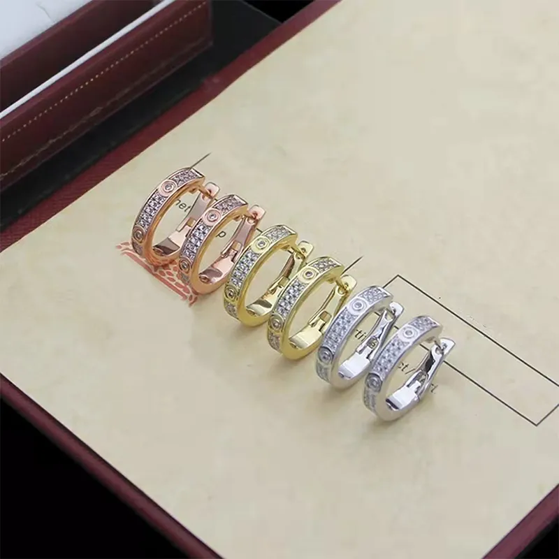 2022 Nieuwe Luxe Dubbele Rij Diamanten Oorbellen Mode Liefde Oorbellen Voor Vrouwen Hoge Kwaliteit 316L Titanium Staal Oorbel Sieraden