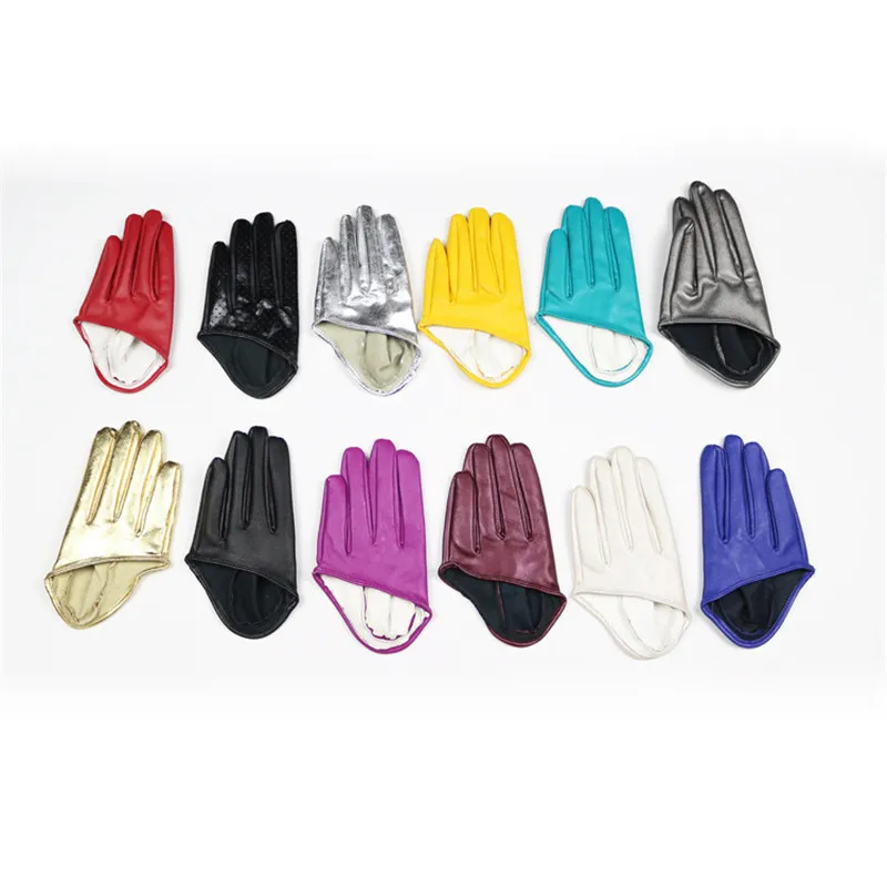 LongKeeper تصميم مثير للنساء نصف النخيل بو الجلود قفازات عرض الحفلات قفازات أسود وذهبي وفضي J106 220623