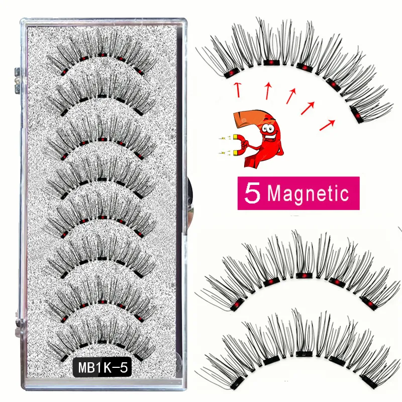MB Anniversary 5 cílios magnéticos com pinças naturais de cilas de faux com pinças de visita a olhos profissionais.