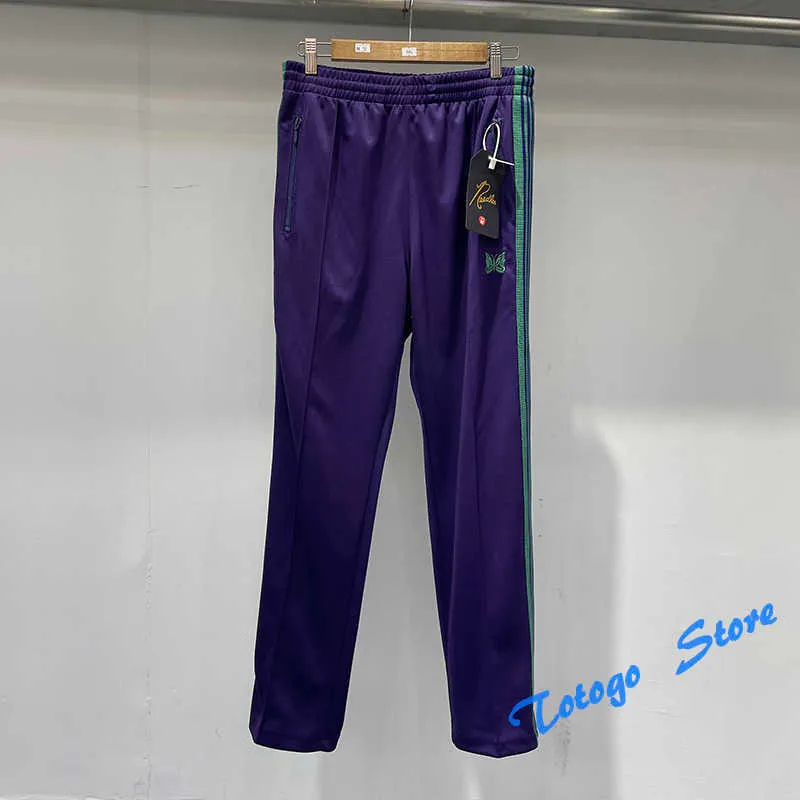 Sıradan Mor Joggers Sweatpants Erkek Kadın İğneler Pantolon Kelebek Nakış Yumuşak Malzeme Drawstring Fermuar Cep Pantolon