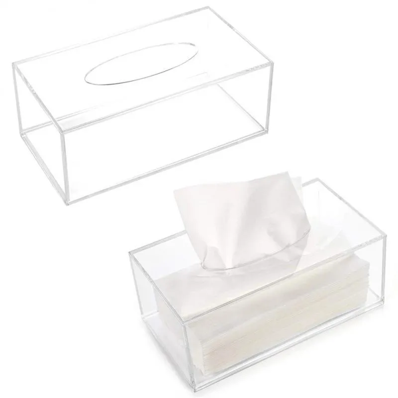 Acrylique Transparent boîte à mouchoirs porte-papier de bureau distributeur stockage serviette étui organisateur décor à la maison conteneur 220523