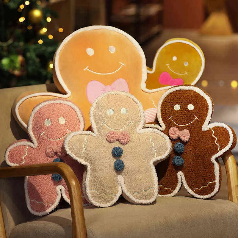 CM Cartoon Gingerbread Man Cuddles Biscuit Gevulde zacht schattig kussen Kawaii Bear Kerst verjaardagscadeau voor kinderen Baby J220704