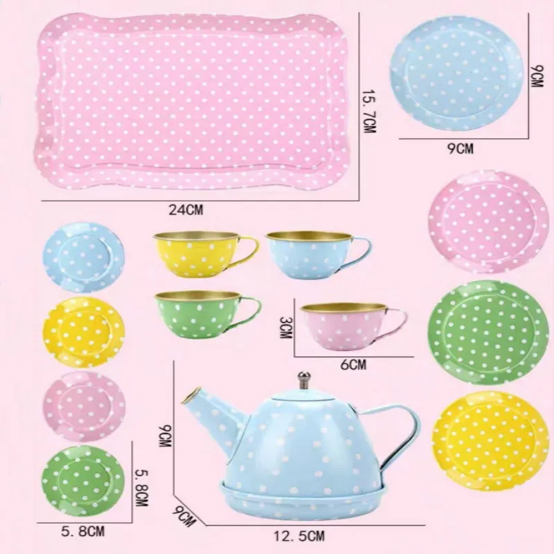 Conjunto de chá de simulação infantil, menina de cozinha de cozinha tuapot house house tinplate tea de chá de juros de desenvolvimento