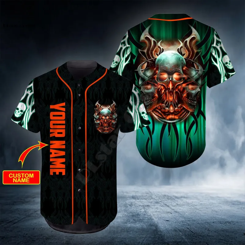 Plstar Cosmos Baseball Jersey Shirt 3D Gedrukt Ghost Team Skull Custom Yen Noem Skul Hip Hop Tops Love Gift 220706