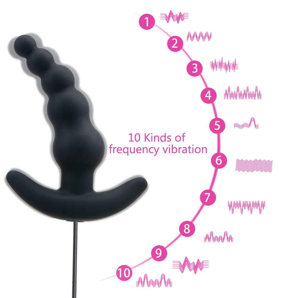 10 hastigheter vibrerande analpärlor Plug Vibrator fjärrkontroll manlig prostata massager sexiga leksaker för män kvinnlig onani