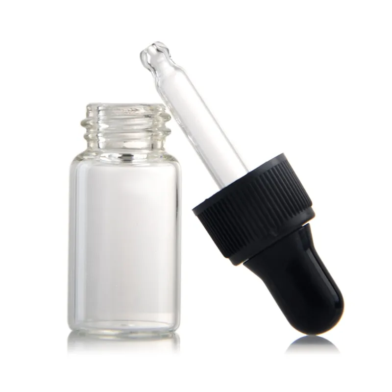 Empty Glass Clear Mini Refillable 1ml/2ml/3ml Dropper Bottle Protable Travel Aromatherapy Liquid Dispenser for Essential Oil