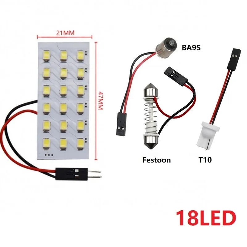 New Car Panel Light Lampada da lettura interni New Super Bright 2835 LED Lampadina da tetto con T10 W5W BA9S C5W Base Festoon BA9S Bianco Blu 12v