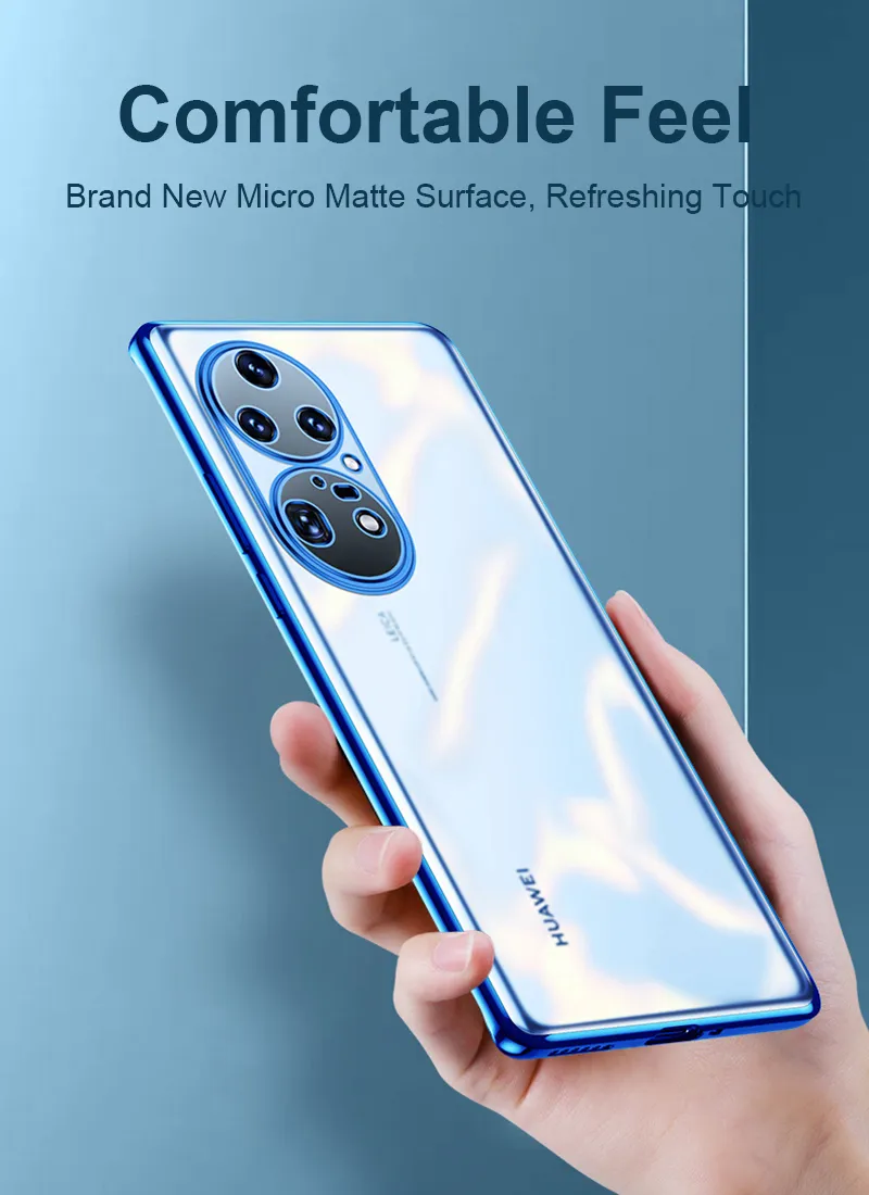 Coque de téléphone à cadre plaqué de luxe, étui arrière transparent en TPU souple pour Huawei P20 P30 P40 Lite P50 Mate 20 30 40 Pro P Smart 2021