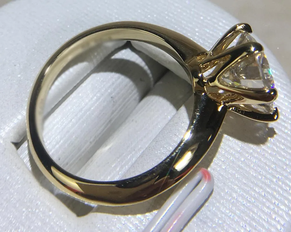 Кластерные кольца ручной работы с логотипом S925 Pure твердых желтого золота