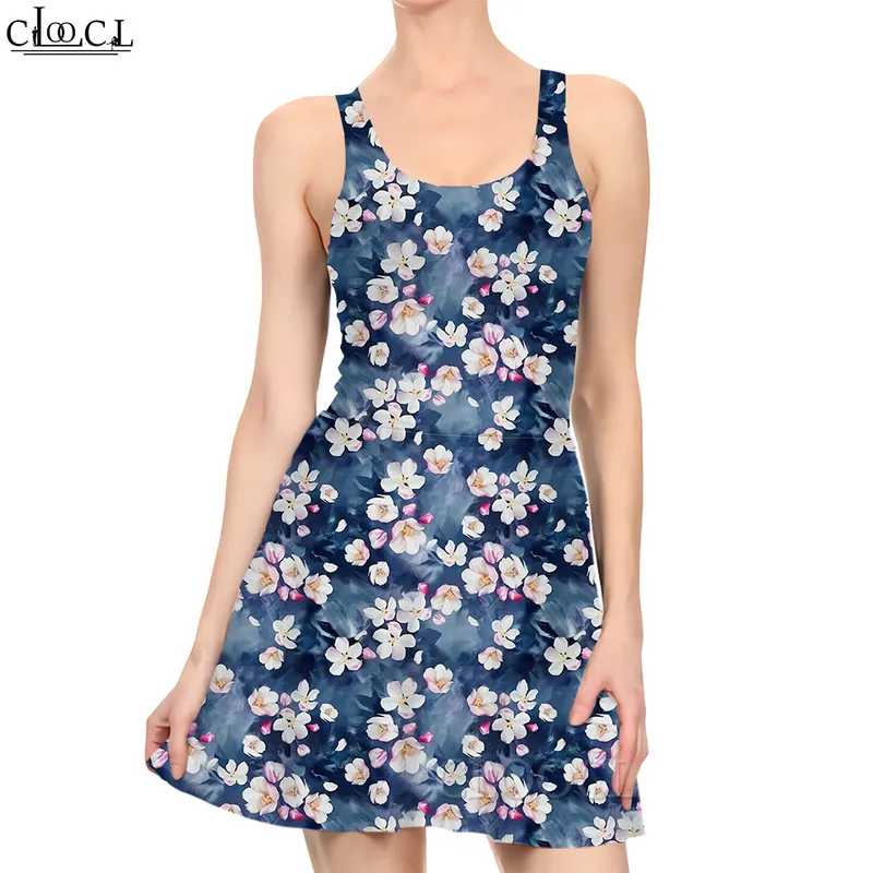 Femmes robe belle Floral 3D imprimé Mini robe pour la mode femme sans manches genou longueur été robe plage Style 220616