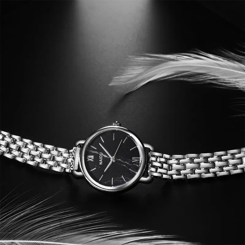 Frauen sehen neue Naidu Rose Gold Silber Ladies Bracelet Watch Womens Quarz Kleider Armbandwatch Feminino Reloj Mujer Kol Saati9716492