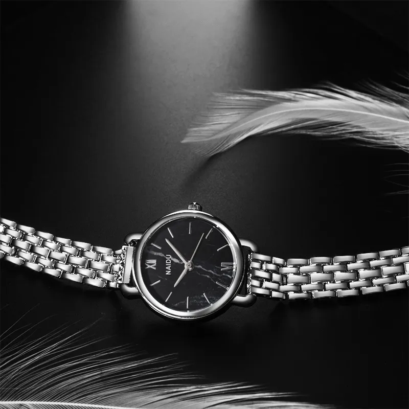 Frauen Uhren Neue NAIDU Rose gold Silber Damen Armband Uhr frauen quarz kleid armbanduhr feminino reloj mujer kol saati