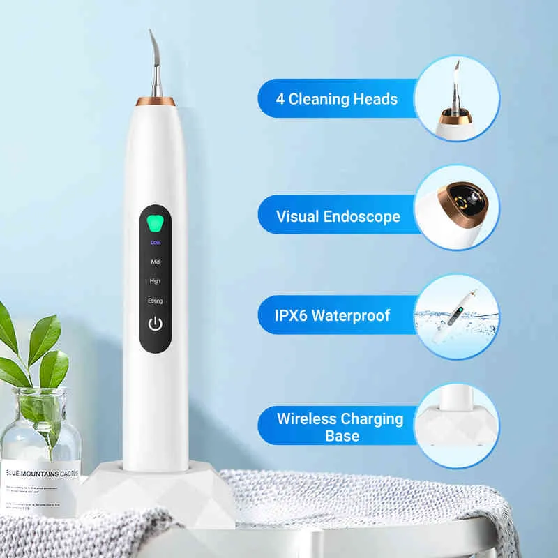 Visual Dental Scaler for Teeth Tartar Remover Electric Cleaner Tooth Calculus Plaque Wireless Stone Removal 220713