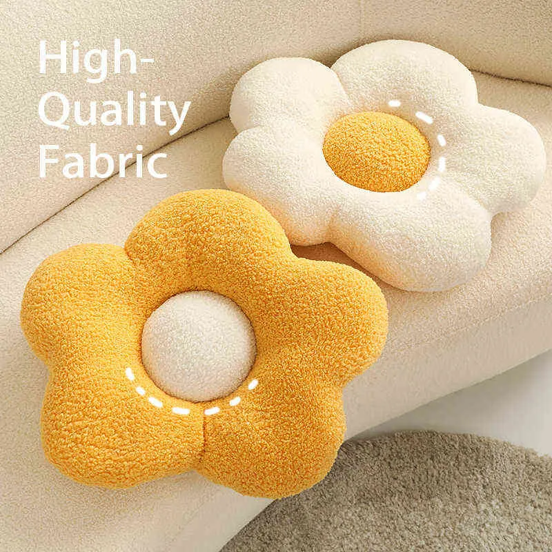 Nórdico Simple Estilo Moderno Flor Almohada Suave Onda Ondulada Pierna Larga Cactus Planta Forma Cama Decoración Embarazada J220704