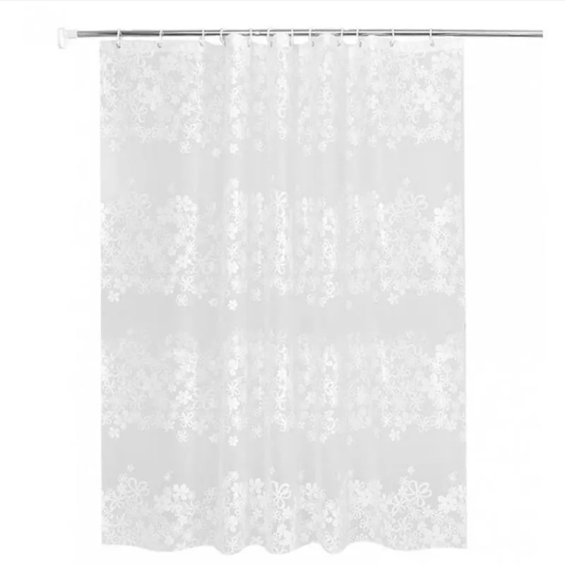 Bathroom Waterproof Shower Curtain Set With Hooks White Flower Vine Print Mildew Proof Curtains Translucent Bath Screen Decor 220517