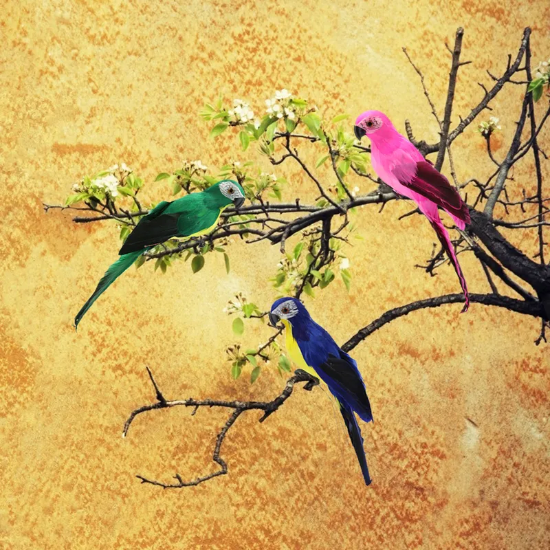 Simulazione fatta a mano 28 cm Pappagalta schiuma piuma macaw giardino figurina ornamento uccelli uccelli uccelli uccelli decorazioni di applicazione 220531
