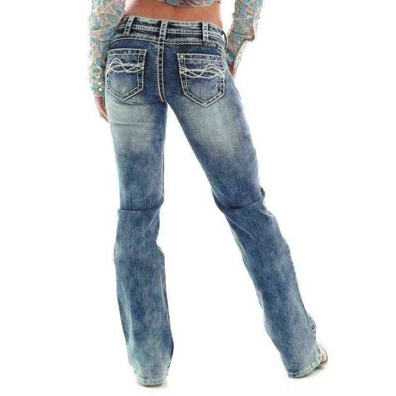 Mulheres Slim Wash Retro Jean Long Pants Jeans Jeans Jeans L220726