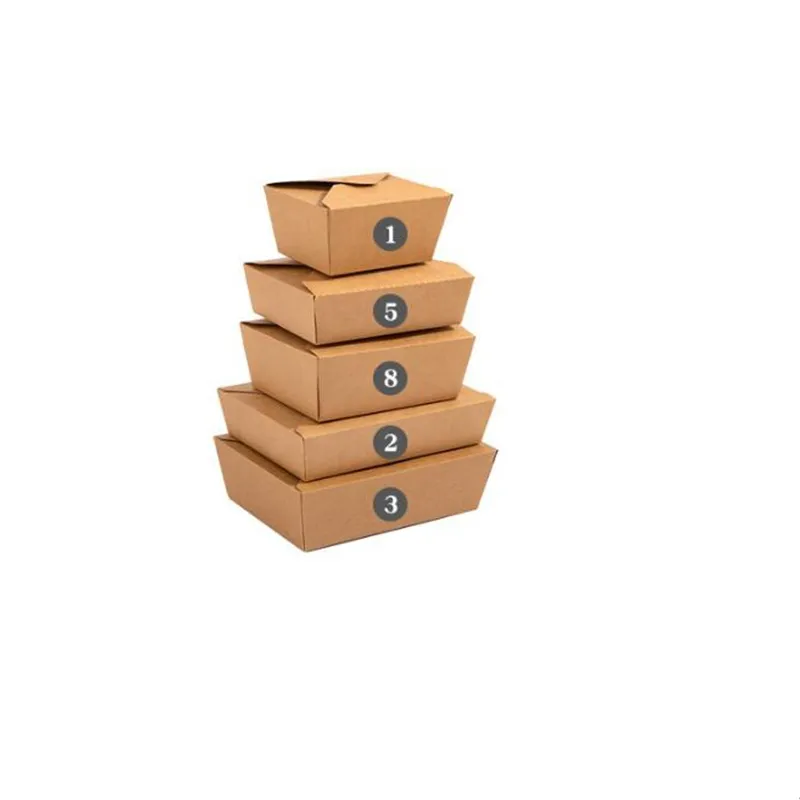 Disposable Kraft Paper Takeaway Packaging Box Fried Chicken Pasta Snack Food Containers BBQ Picnic Kitchen Accessories