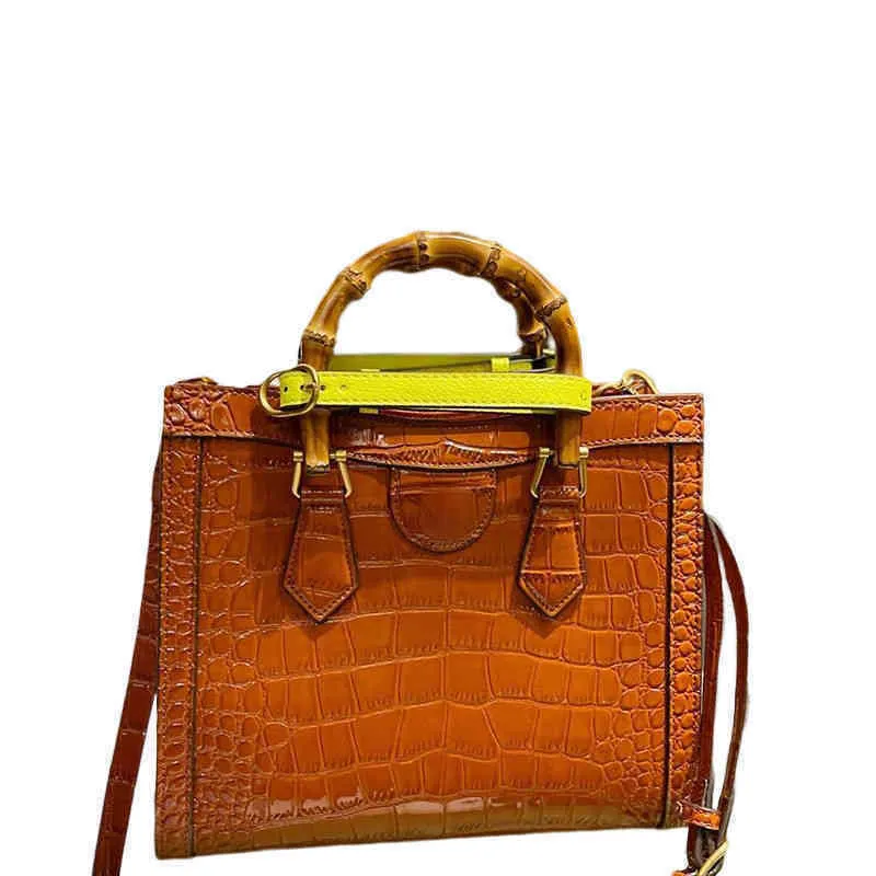 Axelväska bambu designer handväskor totes mode crossbody väska alligator quiltade kvinnor läder handväska shoppare väskor pures 061227e