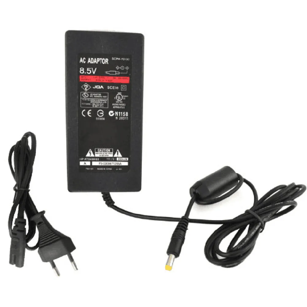 EU Plug AC Adapter Charger Cord Cable Supply Power For PS2 Console Slim Black