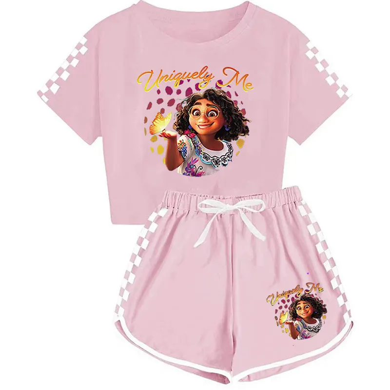 Encanto Mirabel Costumi Cosplay T-shirt gonna Set di borse Fantasia bambini Compleanno Festa di carnevale Abbigliamento 2 pezzi Pigiama Completo 220714