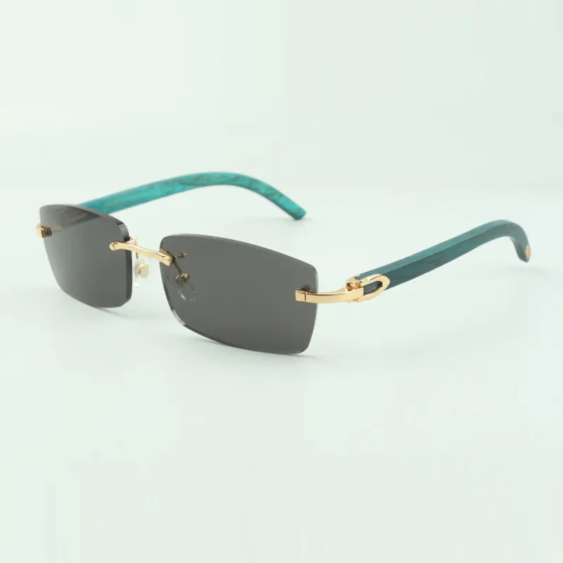 Однотонные солнцезащитные очки 3524012 с бирюзовыми деревянными палочками и линзами диаметром 56 мм, унисекс204g