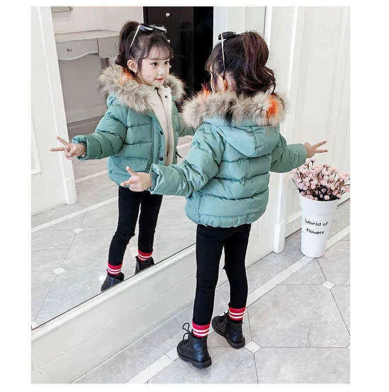 1 2 3 4 5 6-Year Resist Severe Cold Girls Jacket Winter Thick Keep Warm Outerwear Jacket For Girl Heavy Childrens Clothing J220718