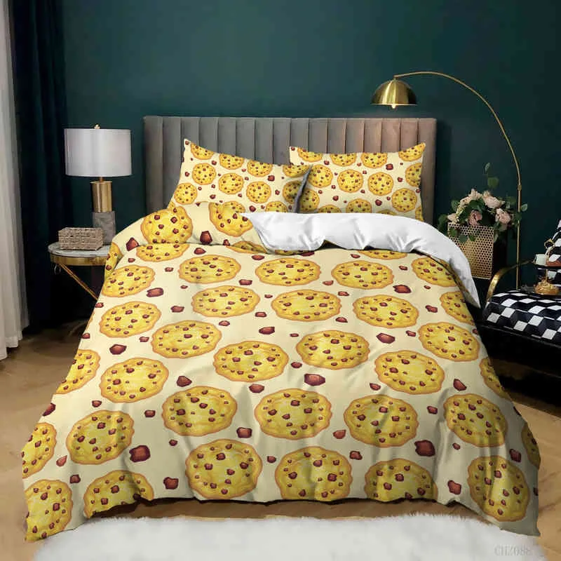 Cookies Food Duvet Cover Set for Kids Girls Yellow Bedding Whimsical Dessert Queen/king/full/twin Size Quilt
