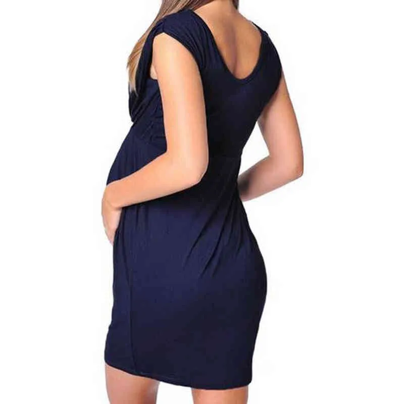 Maternity Skirt 2021 Summer Fashion Maternity Wear Maternity Round Neck Sleeveless Tight Dress Sexy Solid Color Dress Costume G220309