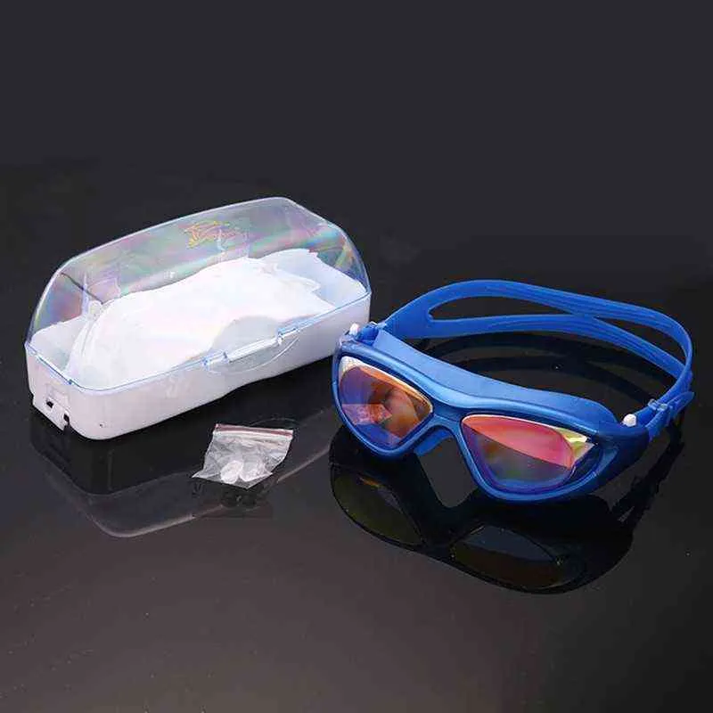 Pływanie Gogle Anti-Fog Glassful Glassful Okulary Wodoodporne Regulowane Okulary Nurkowania z klipsem Nos G220422