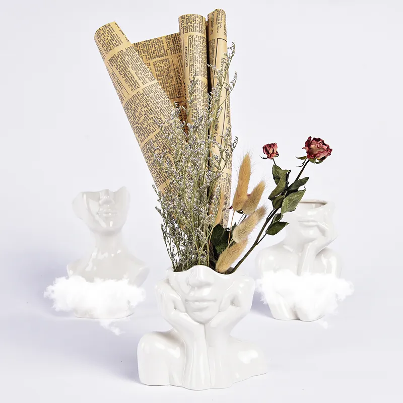 クリエイティブアート花瓶ノルディックスタイルモダンなセラミックアレンジメントドライフラワーホームリビングルームオフィスタブレーション装飾装飾品花瓶220423