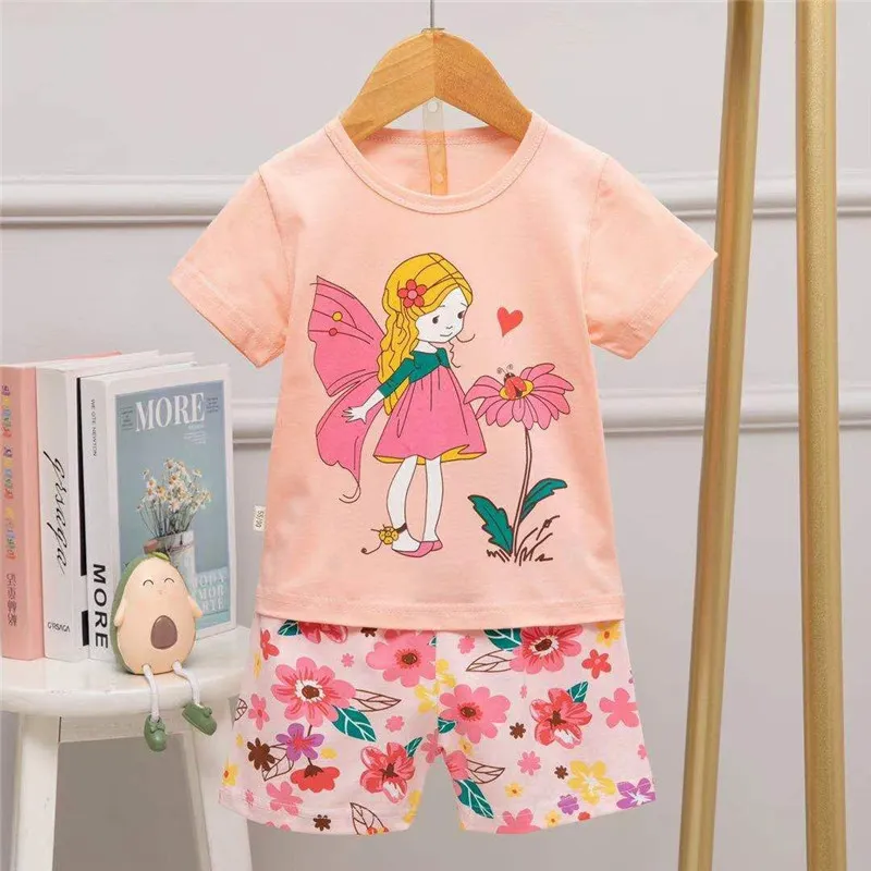Summer Pyjamas Set For Girls est Sleeping clothes Kids Short Sleeve Cotton Sleepwear Children Underwear Junior Pajama 220507