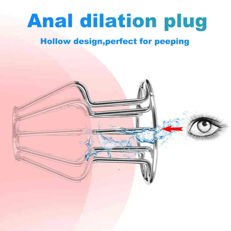 NXY Anal Toys Stainless Steel Hollow Plug for Men Dilator Expander Butt Prostate Massager Estimulador Sexo Mulheres 220506