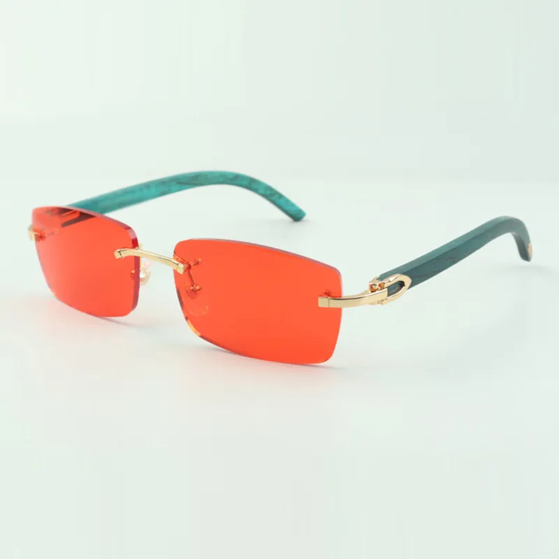 Однотонные солнцезащитные очки 3524012 с бирюзовыми деревянными палочками и линзами диаметром 56 мм, унисекс204g