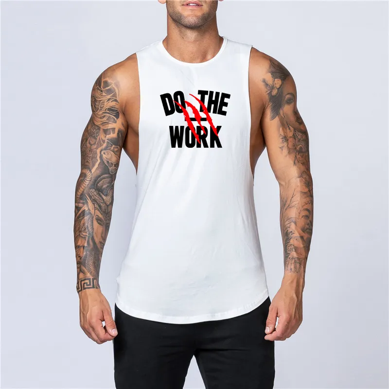 Workout Gym Heren Tank Top Vest Spier Mouwloos Sportkleding Shirt Stringer Mode Kleding Bodybuilding Katoen Fitness Singlets 2222F