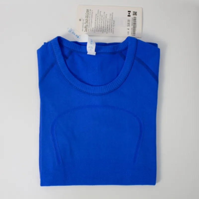 Женские футболки с йогой высокая упругая дышащая свободная одежда, проводящую топ, быстро высыхающая бесшовная спортивная спортивная одежда для спортивной одежды с коротким рукавом