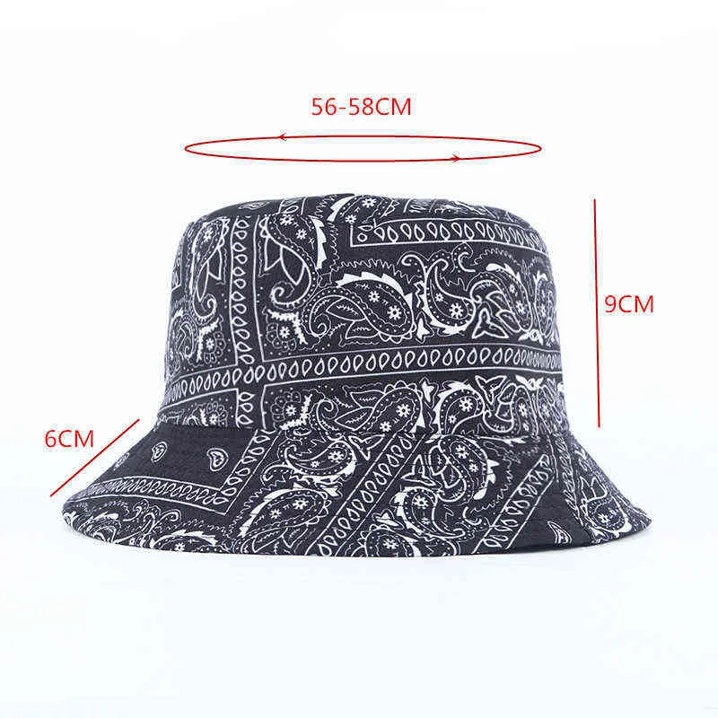 Vintage impressão bandana paisley balde chapéu para mulheres homens caju panamá bacia reversível bob sol pesca pescador chapéu hip hop bonés y9088356