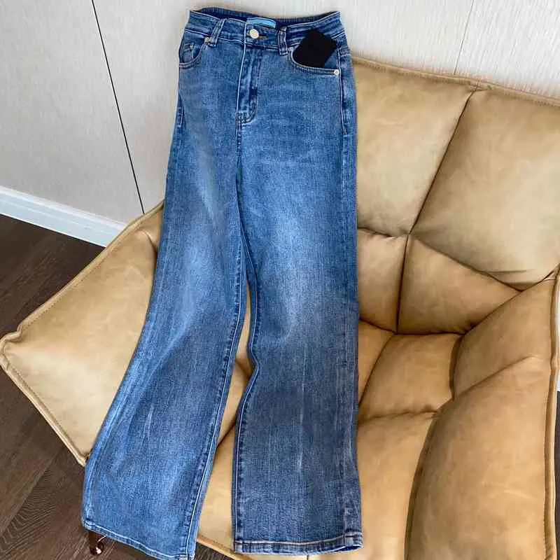 printemps et été nouvelle poche arrière à la taille triangulaire polyvalente levage de la hanche, jeans décontractés taille mince, moyenne et haute, femmes