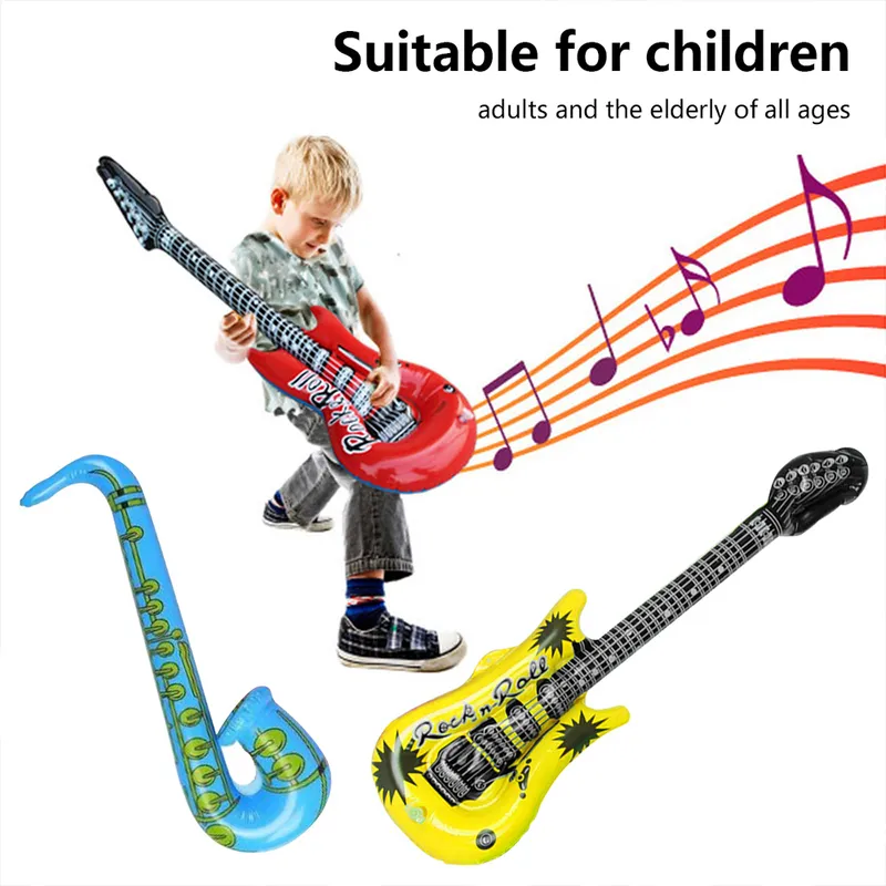 Children's Pvc Inflatable Guitar Balloon Musical Instrument Toy Microphone Guitar Saxophone Radio Lute Party Props Gift 220713