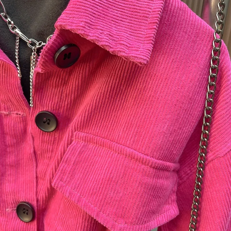Jackets mode babymeisje corduroy shirt jas lang met taille riem kind voorjaar herfst jas baby outdrear hoge kwaliteit kleding 110y 220826