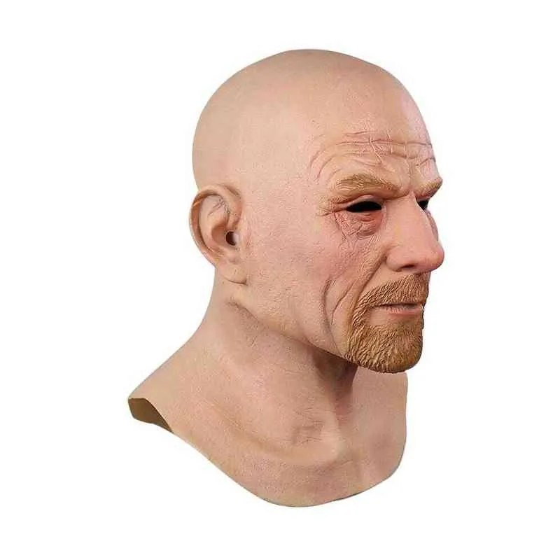 Cosplay Old Man Face Mask Halloween 3D Latex Head Vuxen Masque Lämplig för Halloween -fester Bars Dance Halls Aktiviteter G220412297K