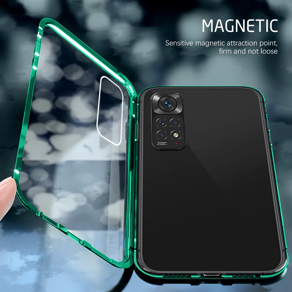 Cases For Xiaomi Redmi Note 11 4G Double Sided Glass Anti-Knock Cover Redme Note11 Redmy Note 11s s11 Metal Bumper Magnetic Case Funda